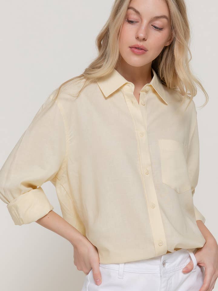 Chemise à manches longues en mélange de lin pour la vente par Active Basic | Active USA