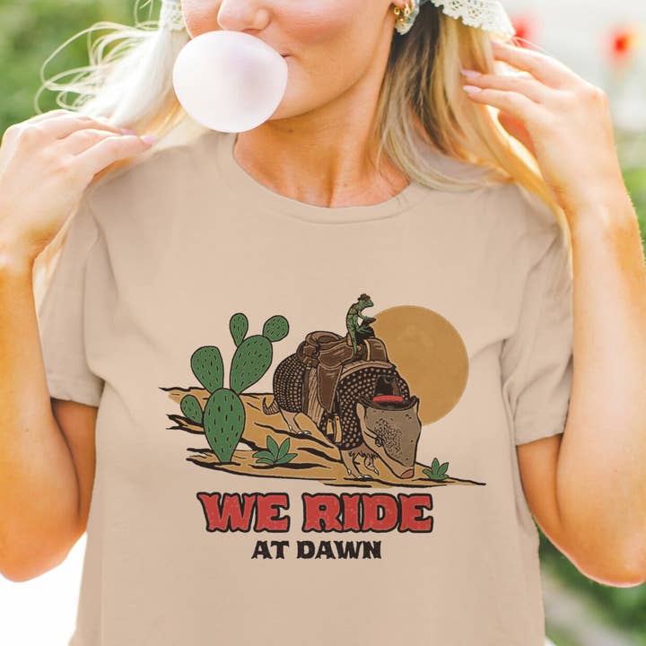 Armadillo Cowboy Boxy Crop Top for wholesale by Cluster Funk Studio