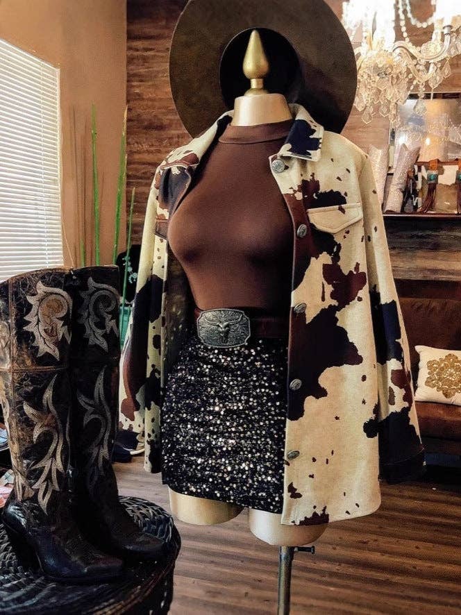 SALINA TRADING INC - Wholesale Coat - Women's - Women Casual Western Printed Lapel Long Sleeve Coat6