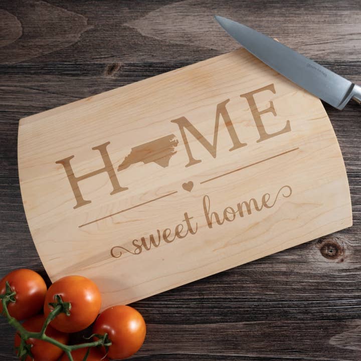 North Carolina Home State Home Cutting Board - 16x10.5 Maple for wholesale by Blue Ridge Mountain Gifts