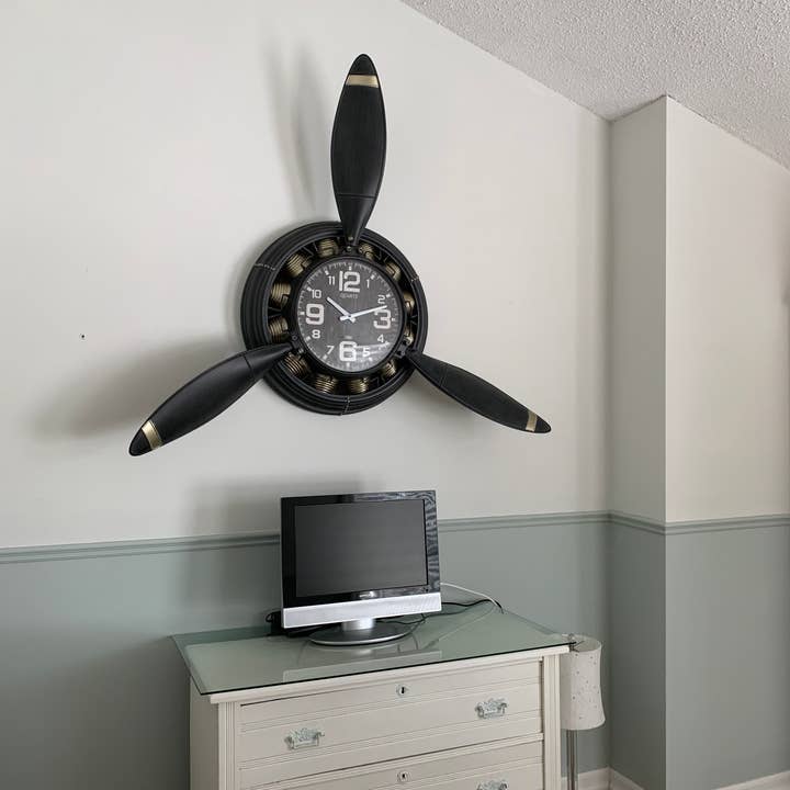 Peterson Housewares & Artwares - Wholesale Wall Accent - Metal Airplane Propeller Wall Décor clock5