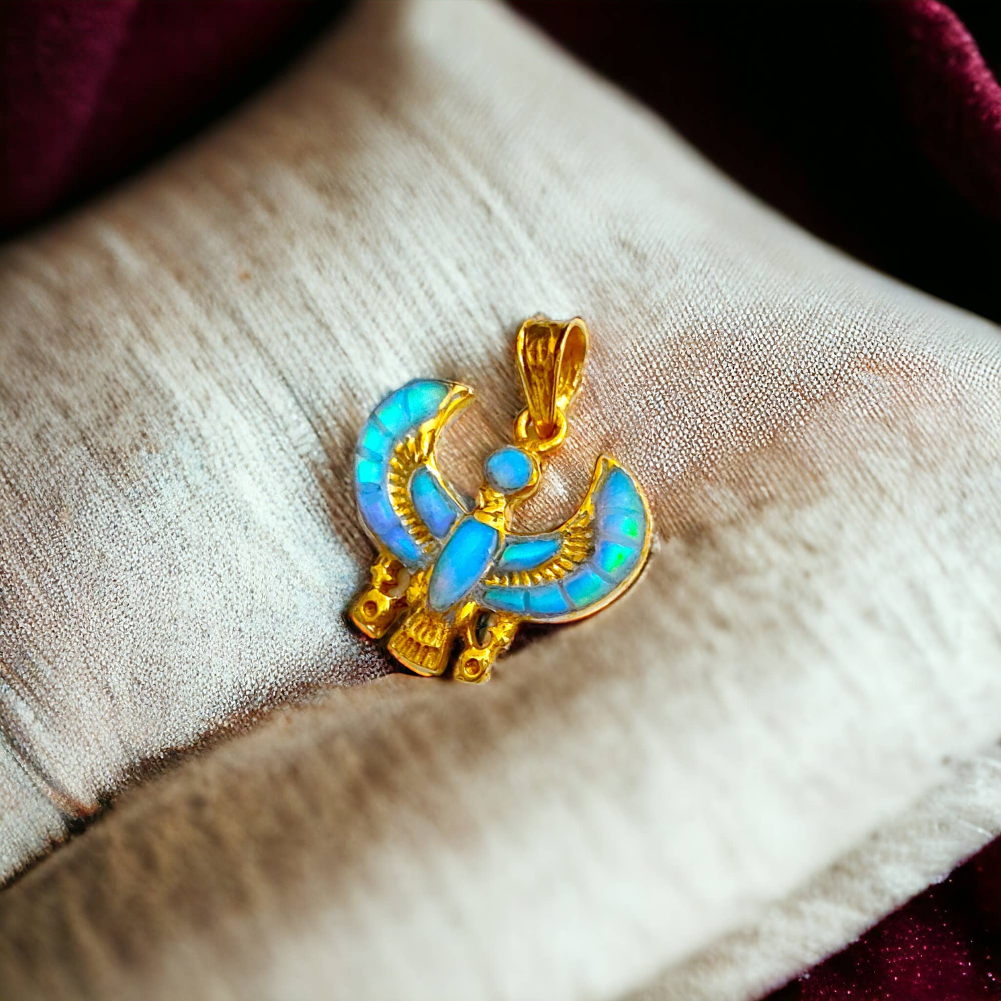 ALADDIN'S LAMP JEWELRY - Venta al por mayor Abalorios/colgantes individuales - Colgante dorado con ópalo del dios Horus of Protection5