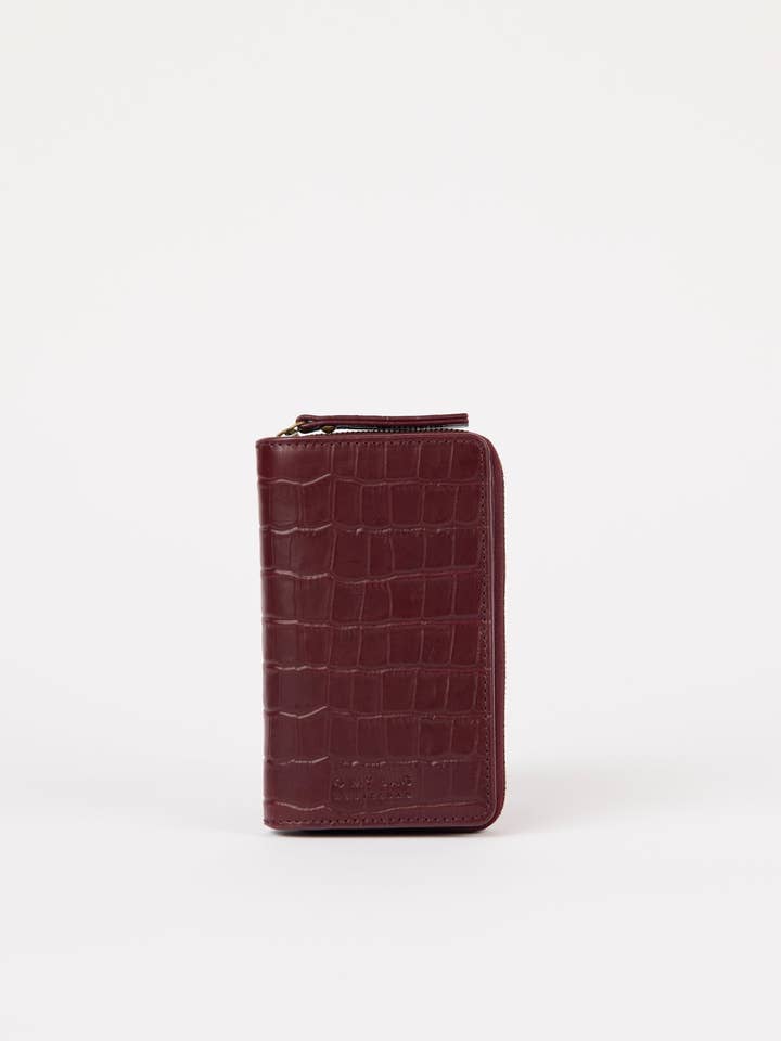 Jett Wallet - Dark Cherry Croco Print Leather for wholesale by O My Bag