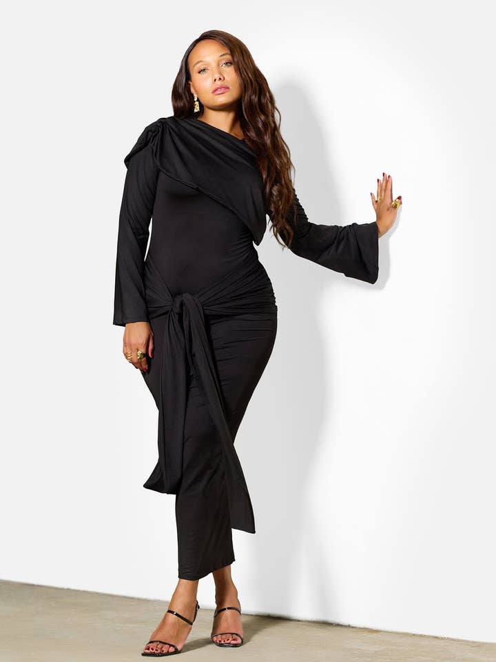Esther Draped Jersey Maxi Dress for wholesale by REBDOLLS