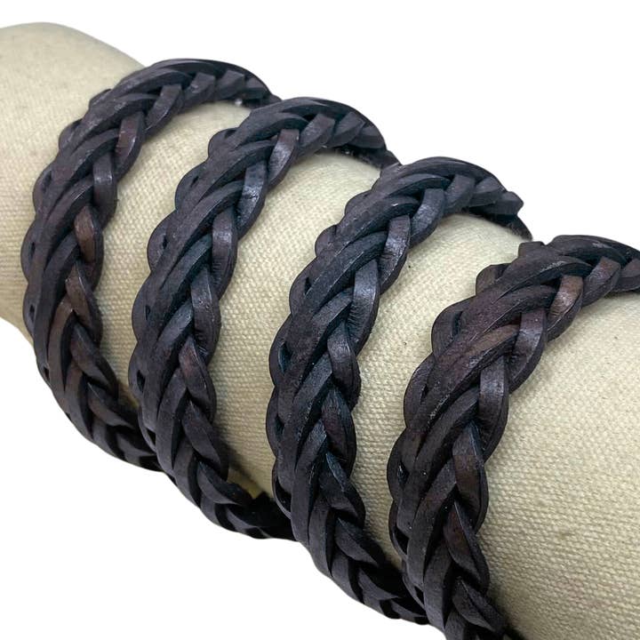 Hvar flettede lædersnore - 15x4,5 mm - Vintage blå for engroshandel hos Sun Enterprises B.V.