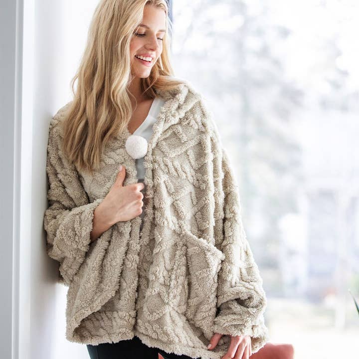 DM Merchandising - Wholesale Poncho - Women's - The Coziest Blanket Wrap by Hello Mello Open Stock