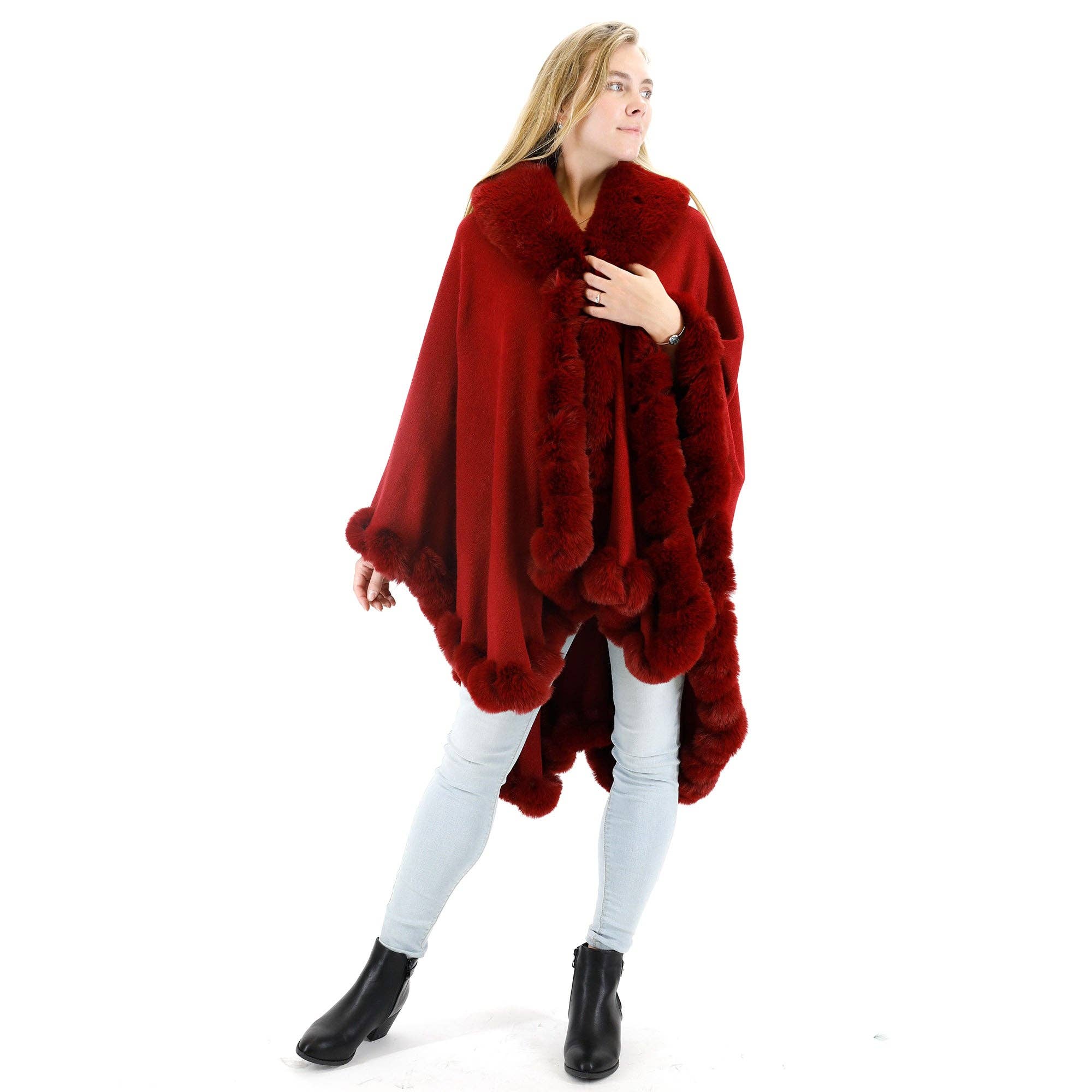 TAPA fashion - Wholesale Fur/Faux Fur Coat - Women's - Solid Color Fur Shawl SW3719. (2PC)22