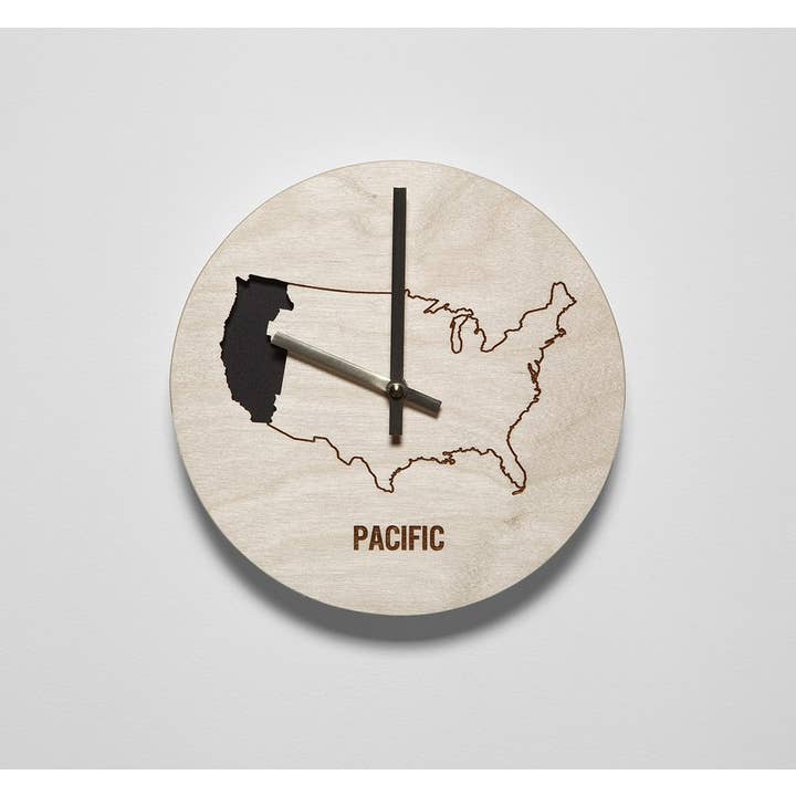 Pacific Time Zone Clock for wholesale by Reed Wilson Design