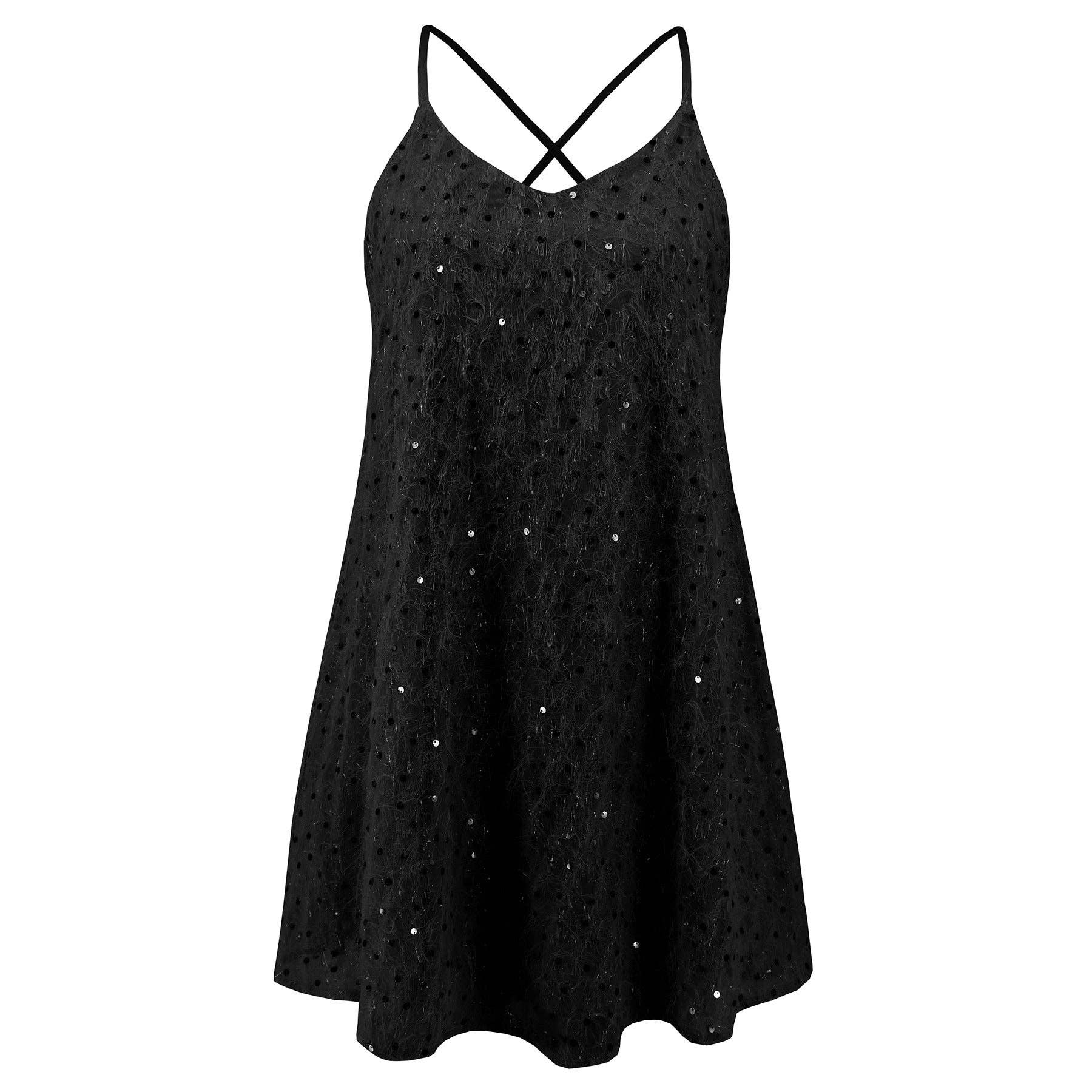 Marayn - Vendita all'ingrosso Vestito - Donna - Abito Mini con Paillettes a V Eleganza da Festa e Ballo17