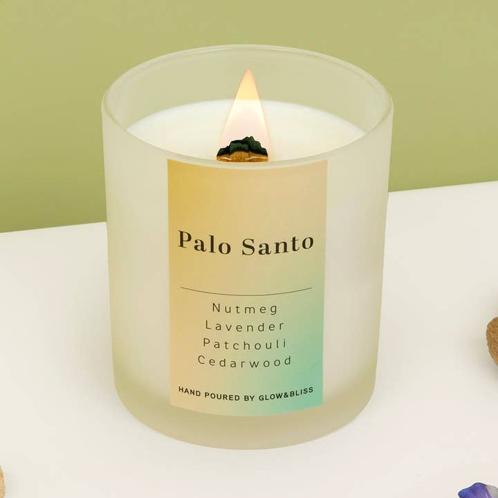 Palo Santo - 8oz Candle for wholesale by Glow & Bliss