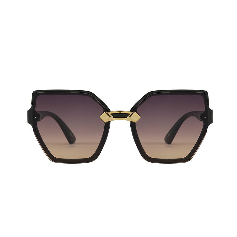 Prime Opticals – wholesale Sunglasses – Women's – F3221, Oversized Cateye Frame With Gold Decor Arm Sunglasses1