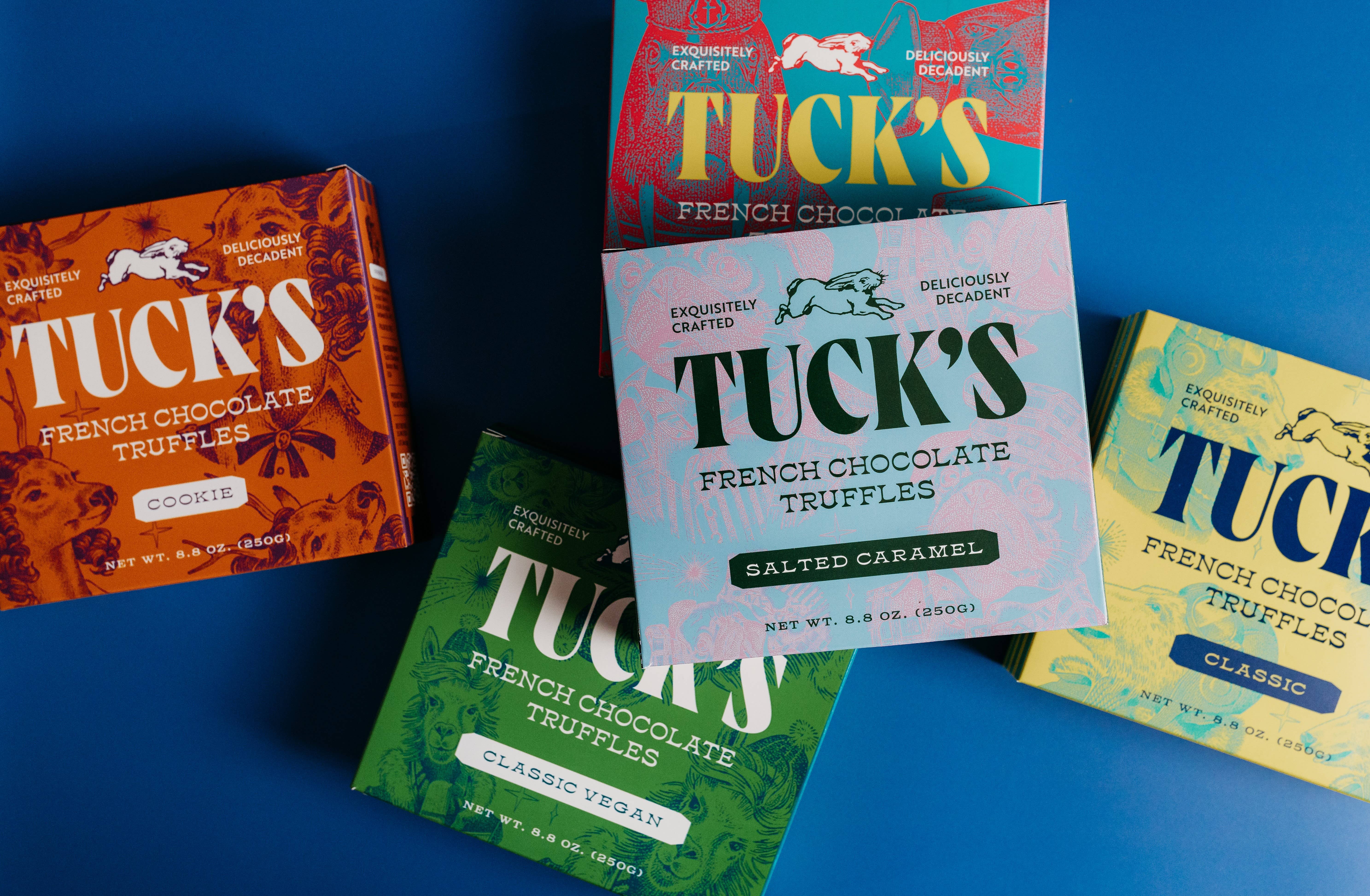 Tuck's Truffles – wholesale Chokladkartong – Blandade chokladtryffellådor (2 smaker, 6 lådor vardera)1