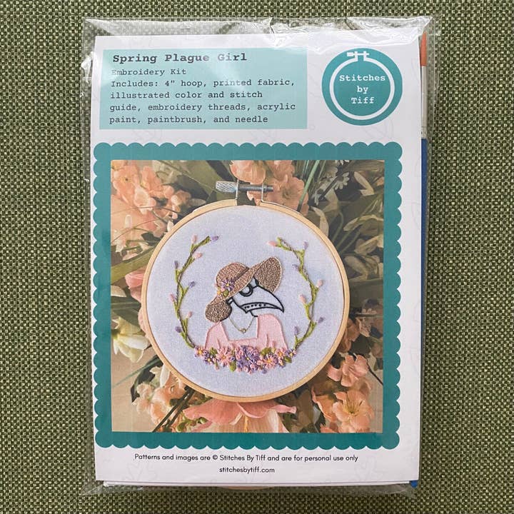 Stitches By Tiff - Wholesale Embroidery/Cross Stitch Supplies - Spring Plague Doctor Girl Craft DIY Embroidery Kit