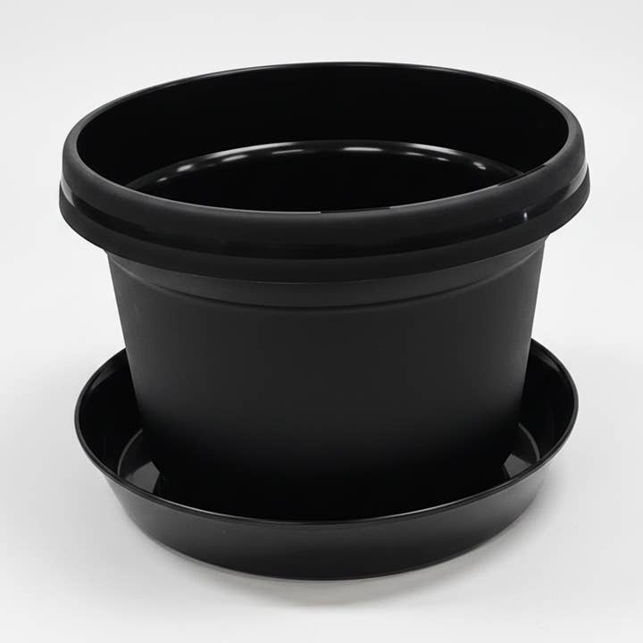 Black Flower Pot with Saucer for wholesale by Austin Planter