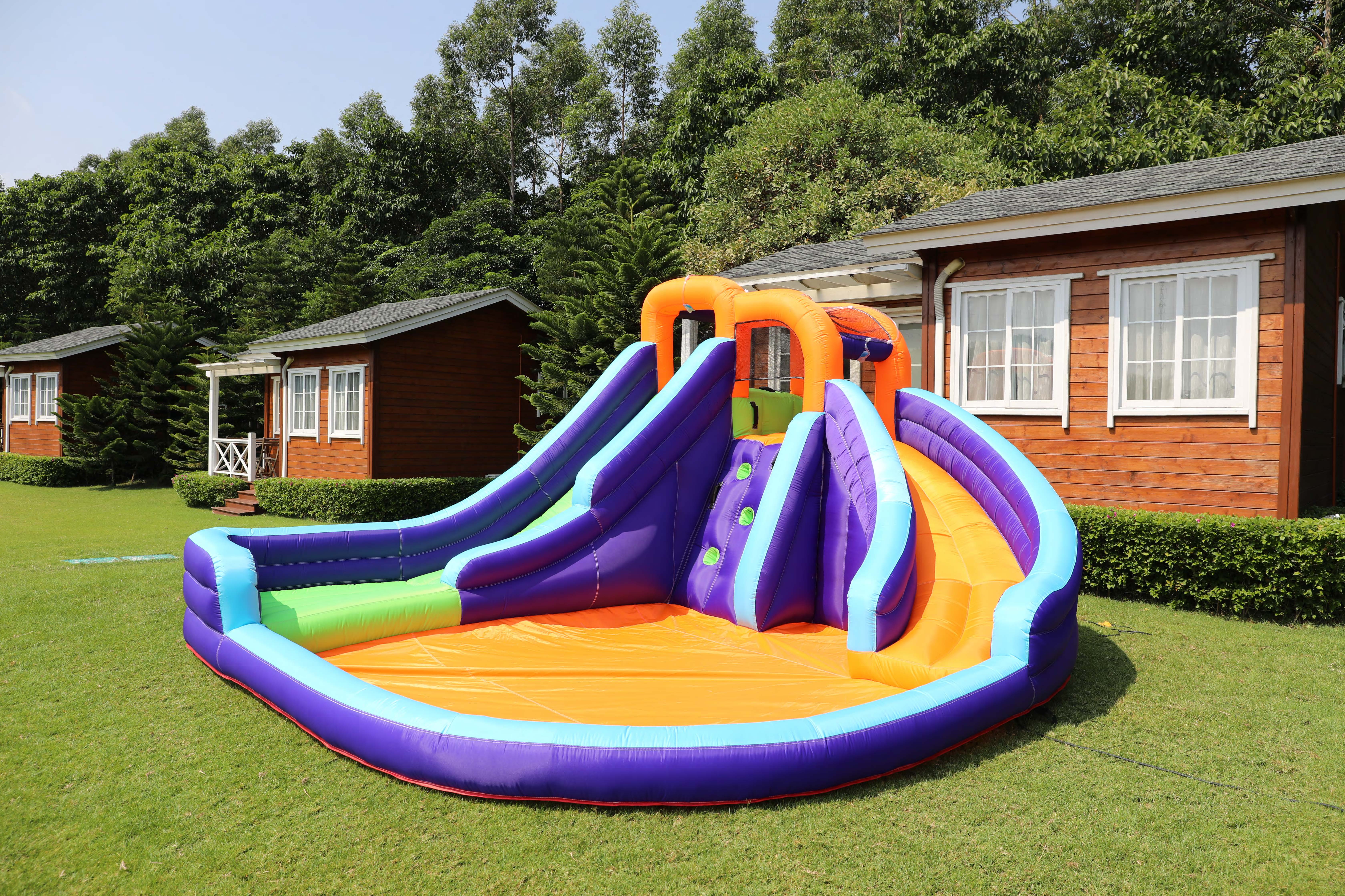 Coconut Outdoor - Wholesale Inflatables - Double Slide Bounce House with Climbing Wall & Water Cannon8