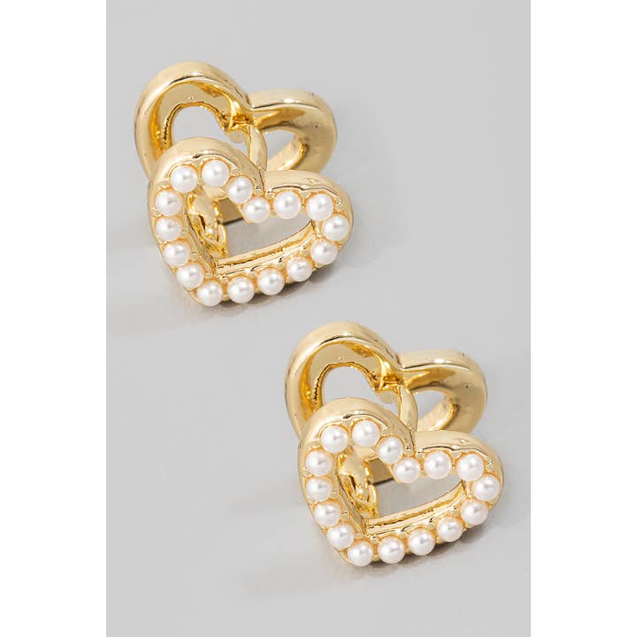 GDCRM Pearl Pave Heart Latch Hoop Earrings for wholesale on Faire
