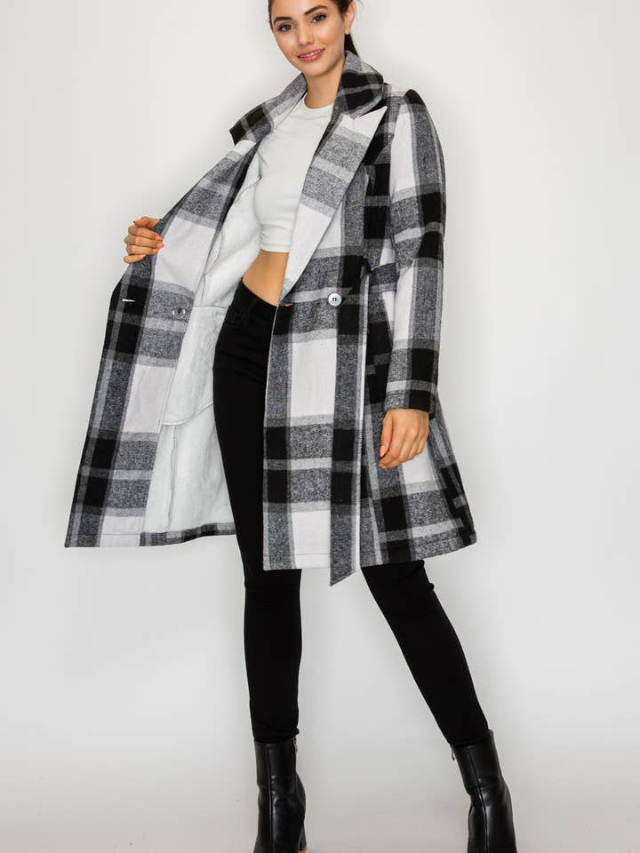 PATRONCITO USA INTERNATIONAL, INC - Wholesale Coat - Women's - Women's Long Coat Plaid Jacket with belt (LJ400)19