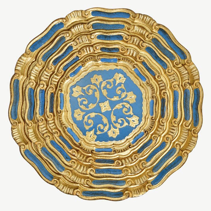 Via Graceffo - Wholesale Decorative Tray - Florentine Carved Gilded Wood Circle Tray, Made in Italy3