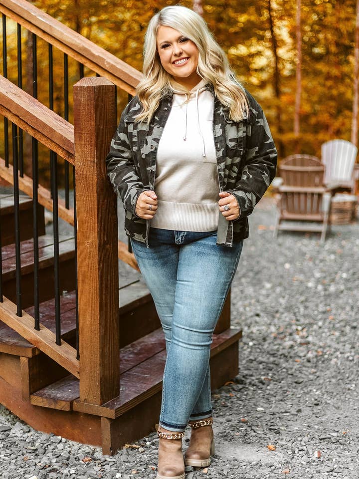 Delighted Feeling | Camo Jacket L-6X for wholesale by Glitzy Girlz