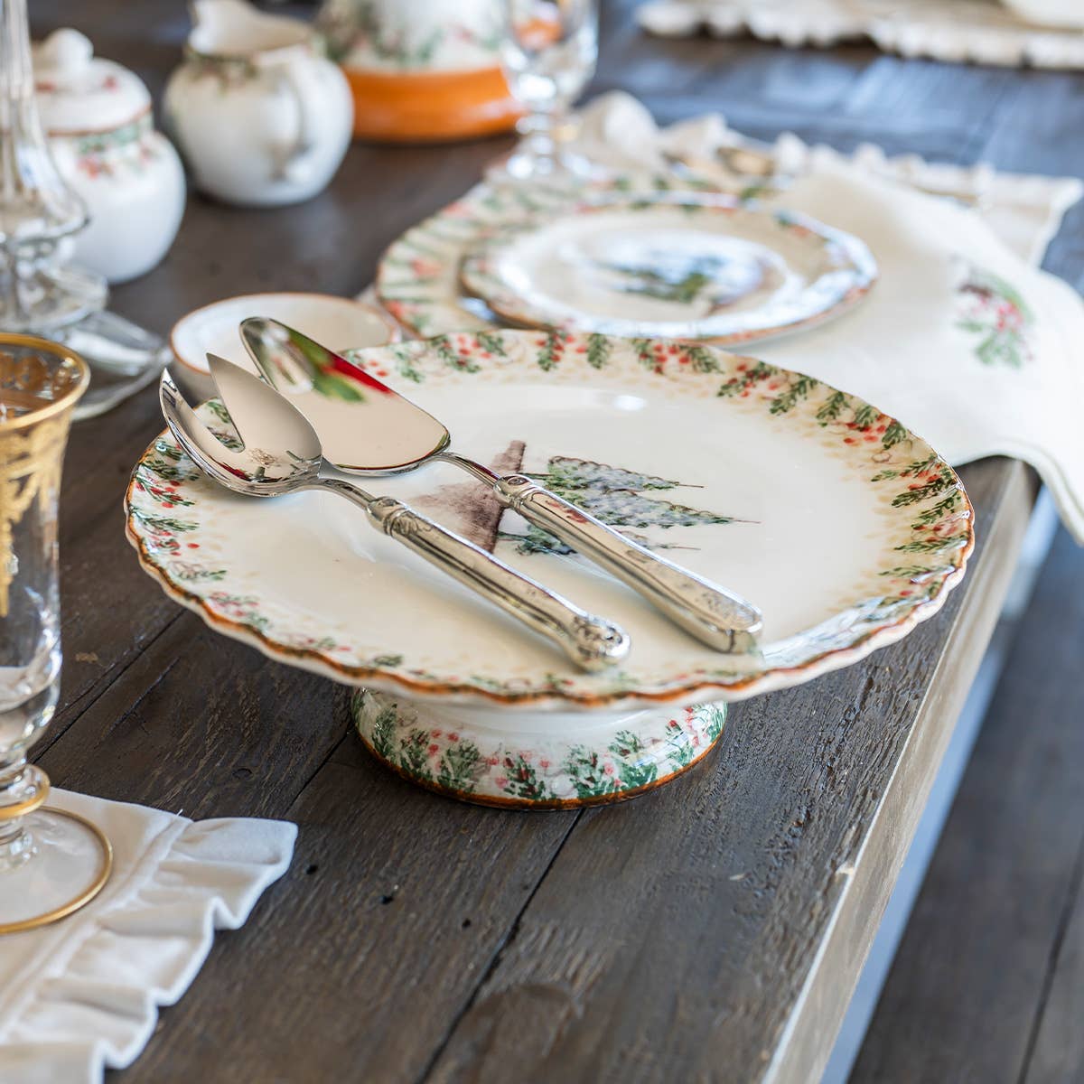 Arte Italica & Crown Linen Designs - Vente Présentoirs à gâteaux - Présentoir à gâteaux Natale - Noël1