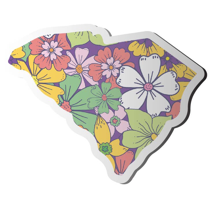 Autocollant à motif floral coloré de Caroline du Sud MULTIPLESTYLE pour la vente par CJ's Sticker Shop