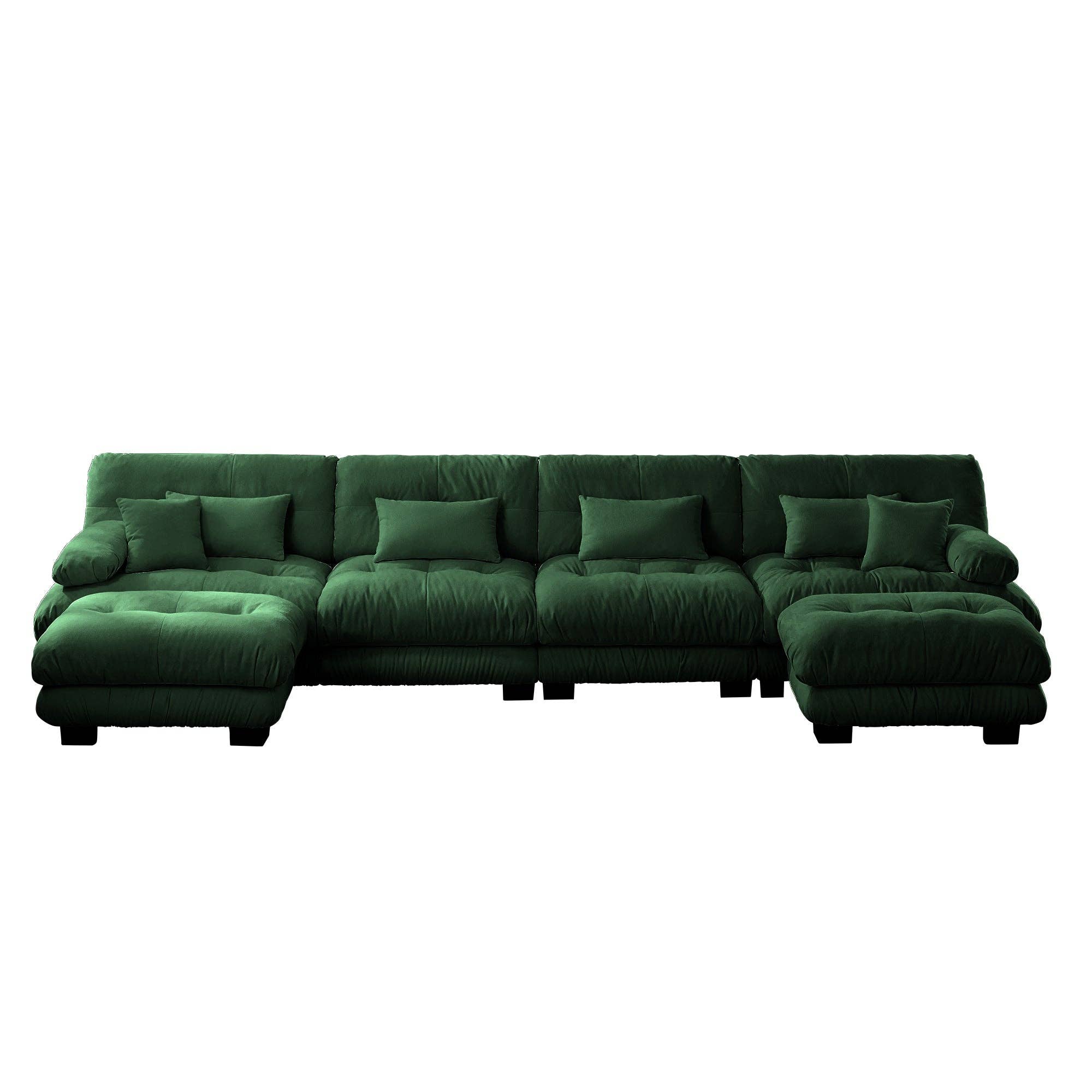 39F Inc. - Wholesale Sofa - Modular U-Shaped 4-Seat Green Chenille Sectional Sofa12