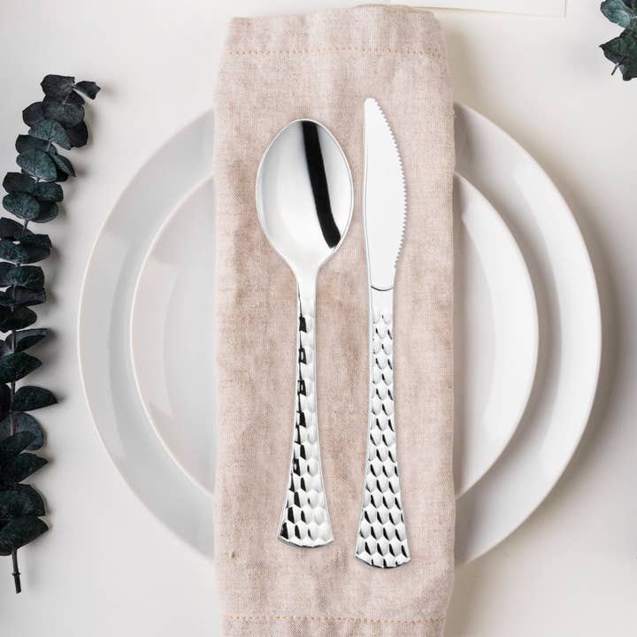Smarty had a Party - Wholesale Disposable Tableware Pack - Shiny Silver Glamour Cutlery Plastic Knives - 24 pcs8