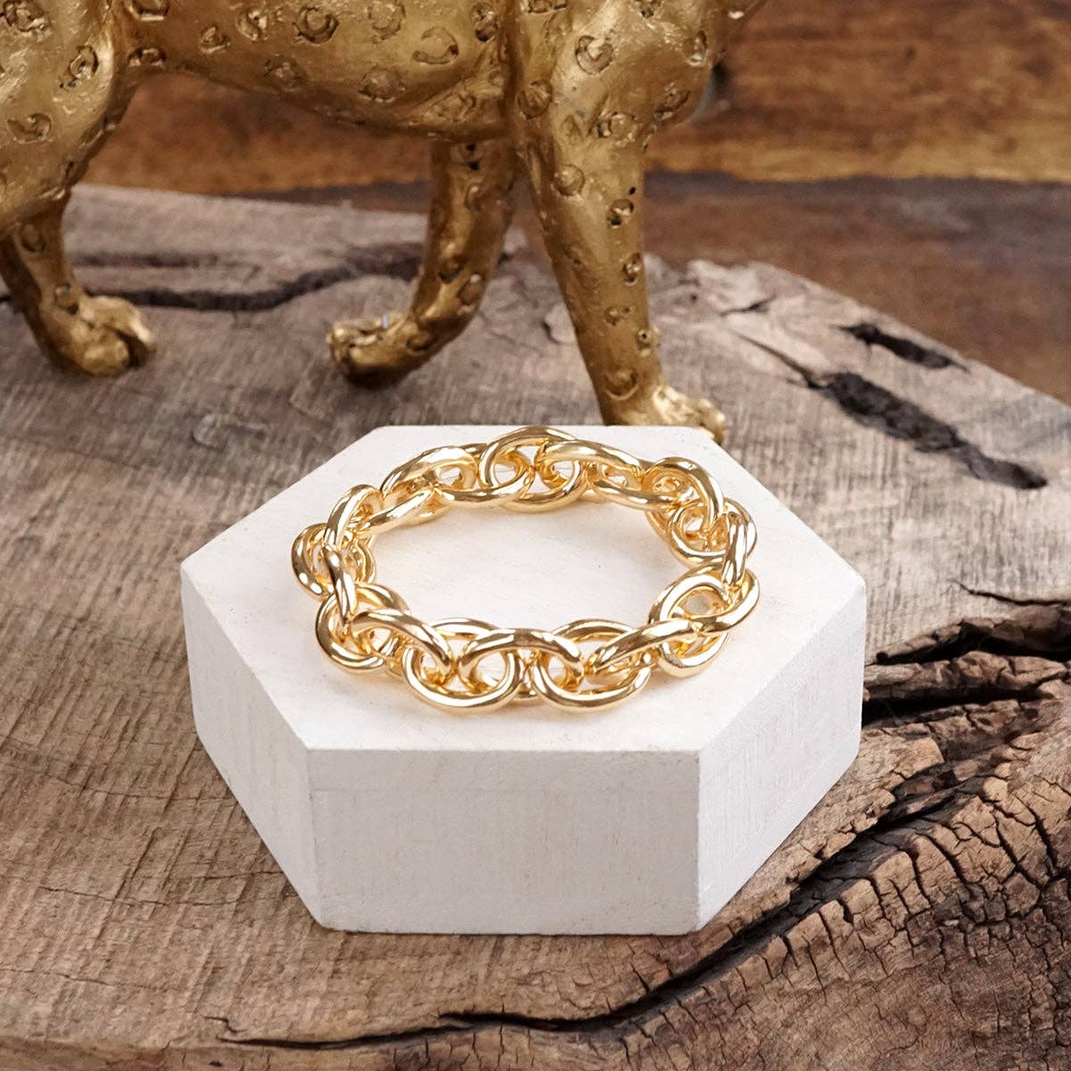 PennyLine inc - Wholesale Link & Chain Bracelet - Bold Links – Chunky Chain Stretchy Bracelet - in Gold or Silver8