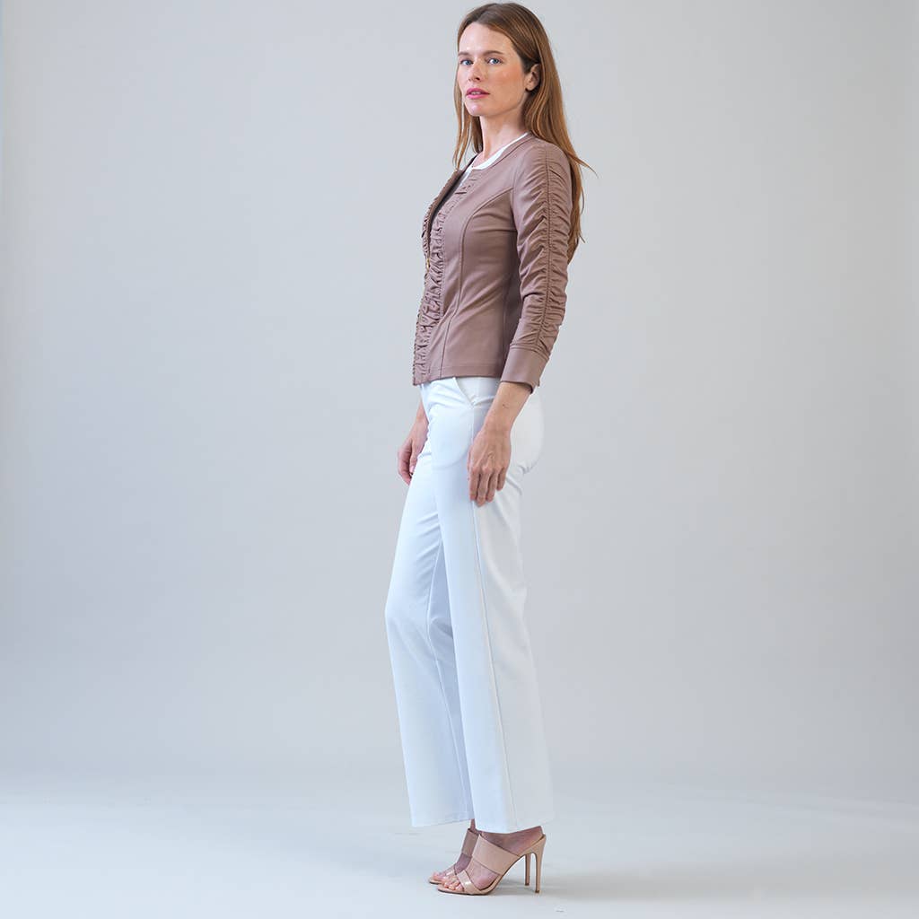 Clara Sunwoo – wholesale Leather jacket – Women′s – JK83 - Liquid Leather ™ Ruched Detail Jacket20