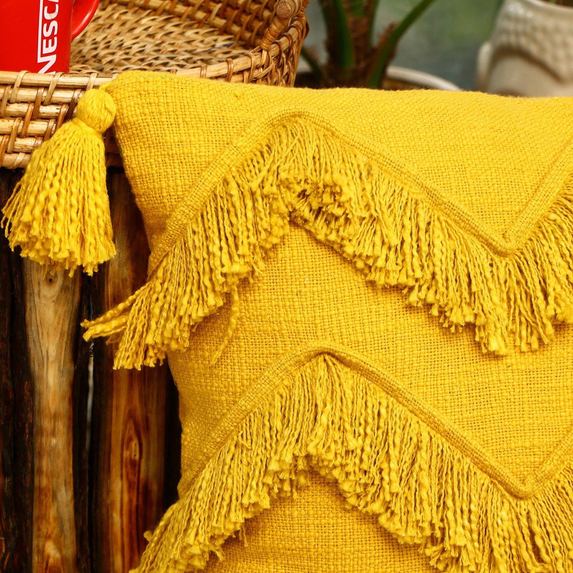 Glamthread - Wholesale Throw pillow cover - Linen Connections Moroccan Tassels Cushion Cover - Sunny1