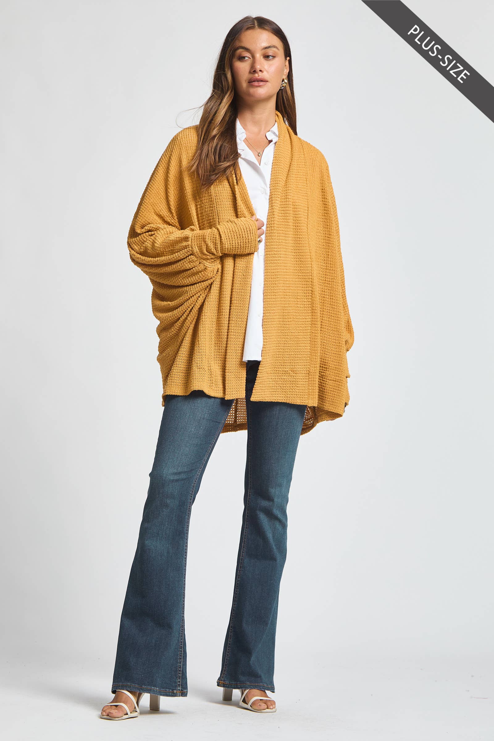 Dear Scarlett - Wholesale Cardigan - Women's - PLUS SIZE Crochet Knit Cardigan Batwing Sleeve0