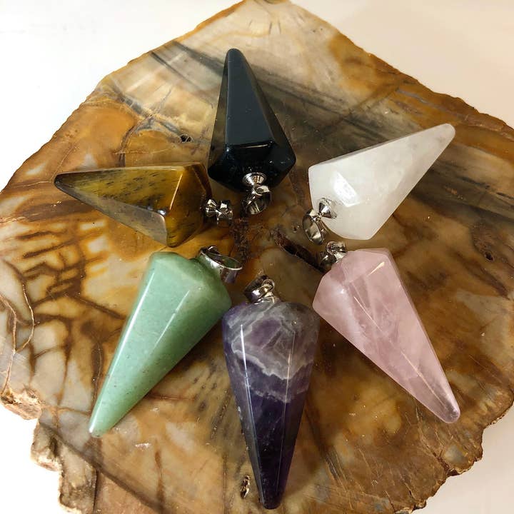 Natural Pendulum Pendant Crystal Amethyst Tiger Eye Rose and other Purchase Wholesale pendulum. Free Returns & Net 60 Terms on Faire trending on Faire.