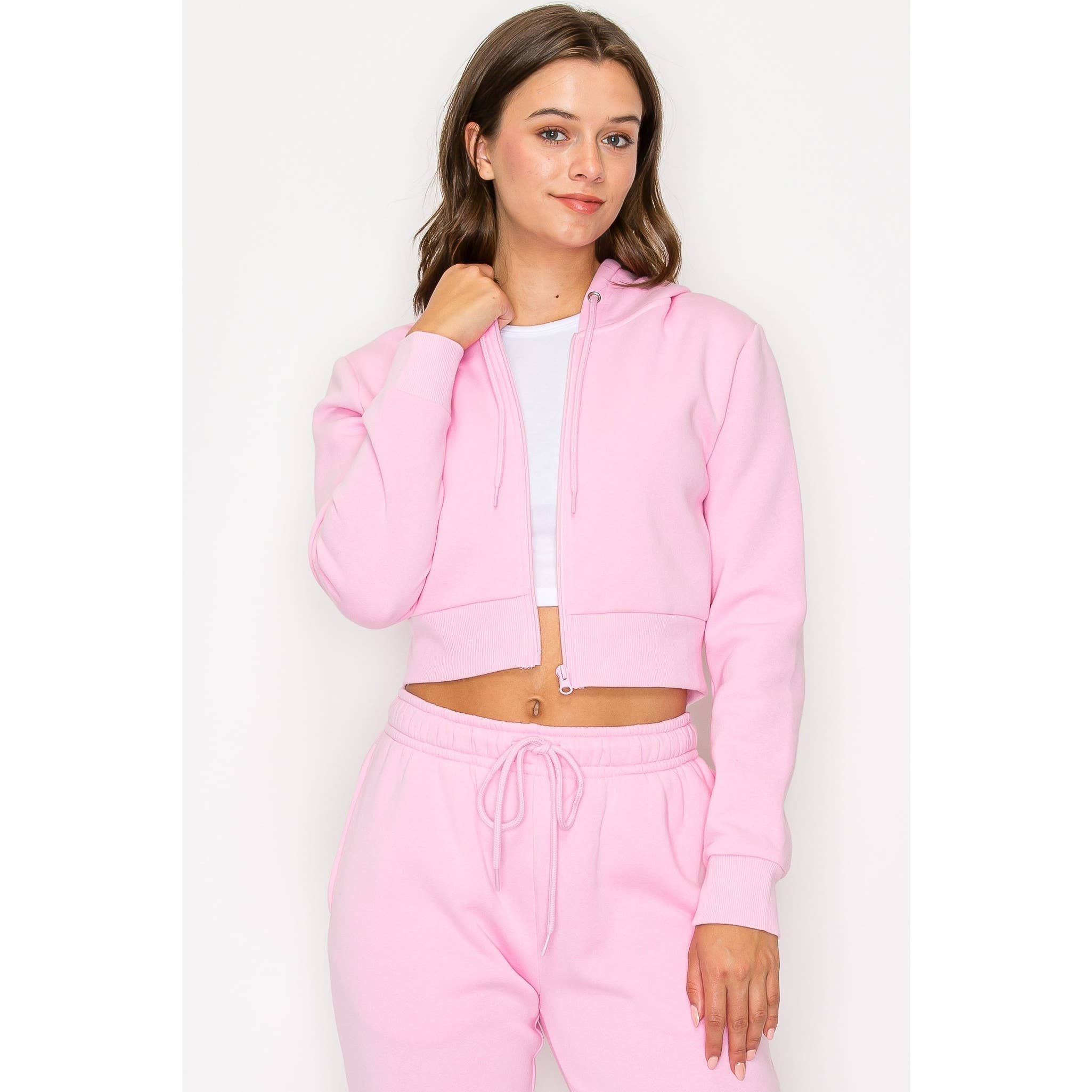 UP CLOTHING - Wholesale Hoodie - Women's - Cropped Fleece Zip Up Hoodie Jacket13