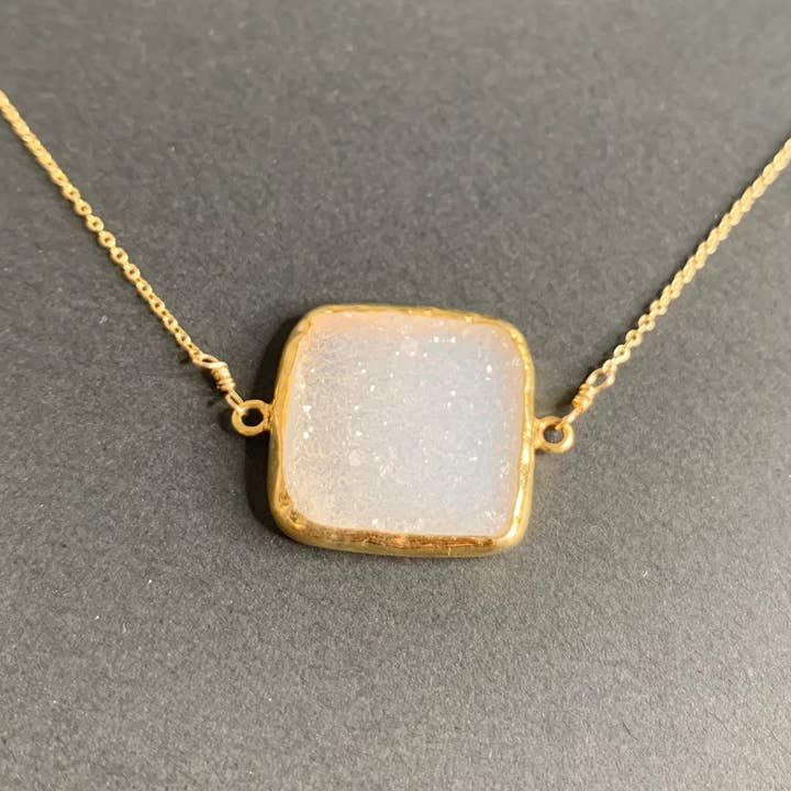 White Druzy Necklace for wholesale by Rafia