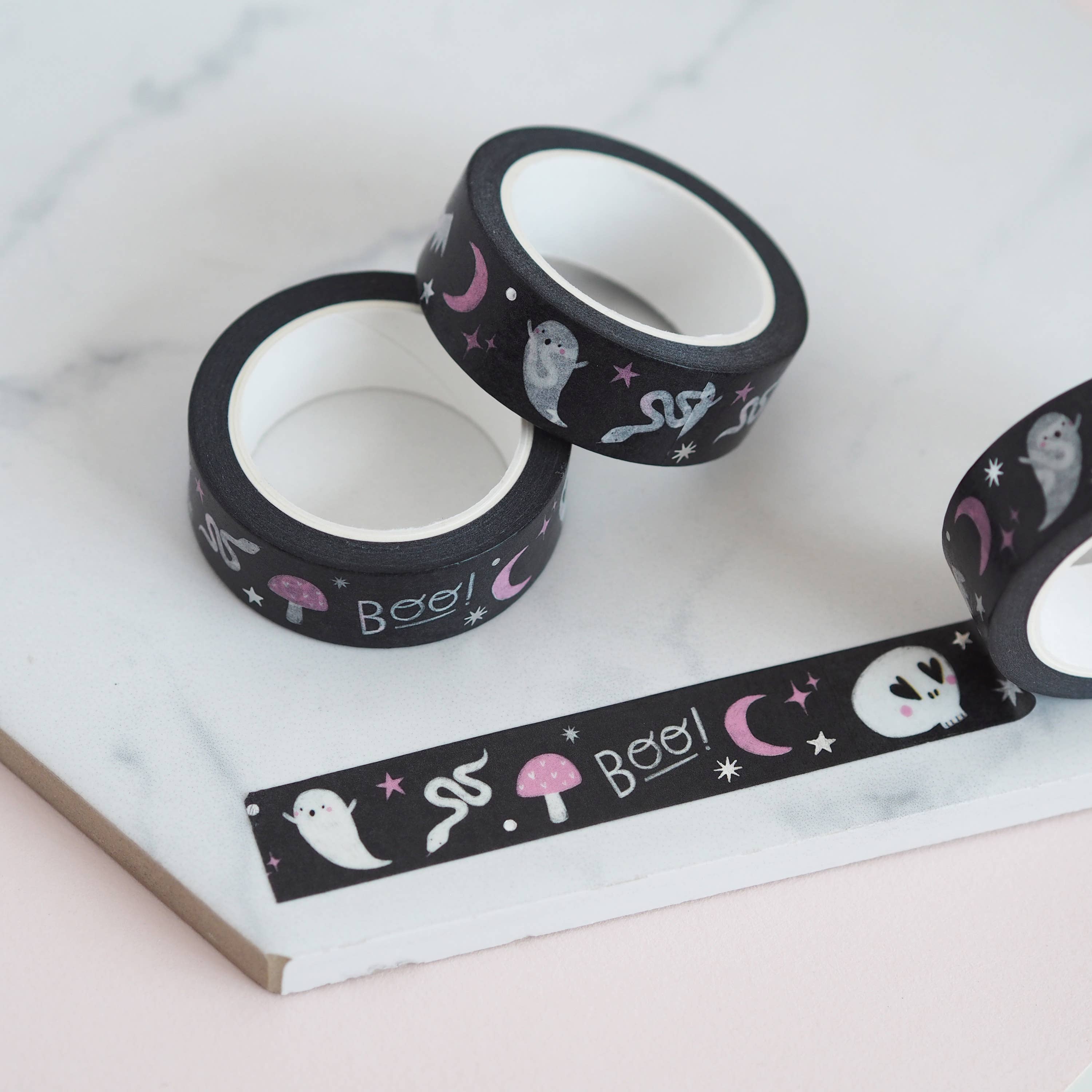 Nutmeg and Arlo - Wholesale Washi Tape - Black Halloween Doodles Washi Tape2