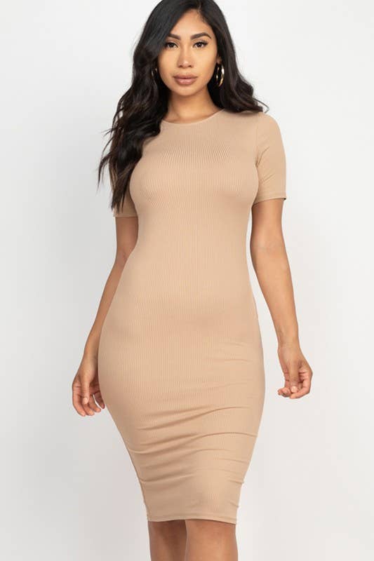Vanilla Monkey - Wholesale Dress - Women's - Ribbed Bodycon Solid Dress8