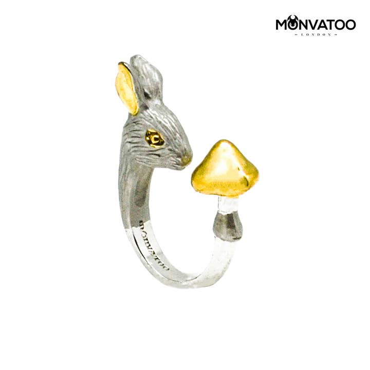 Gold Rhodium Rabbit Ring for wholesale by MONVATOO London