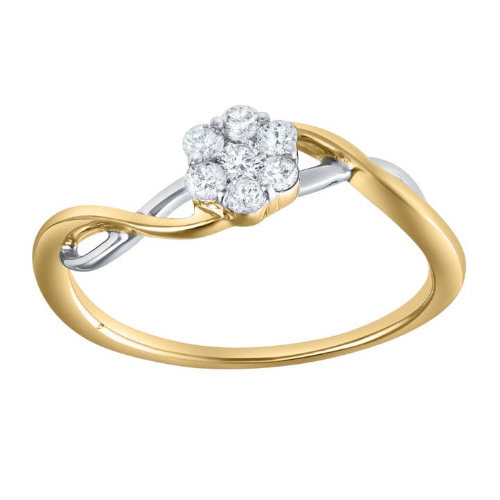Petalina 0.25 Ct 10K Yellow Gold Floral Diamond Ring for wholesale by LuvMyJewelry (LMJ)