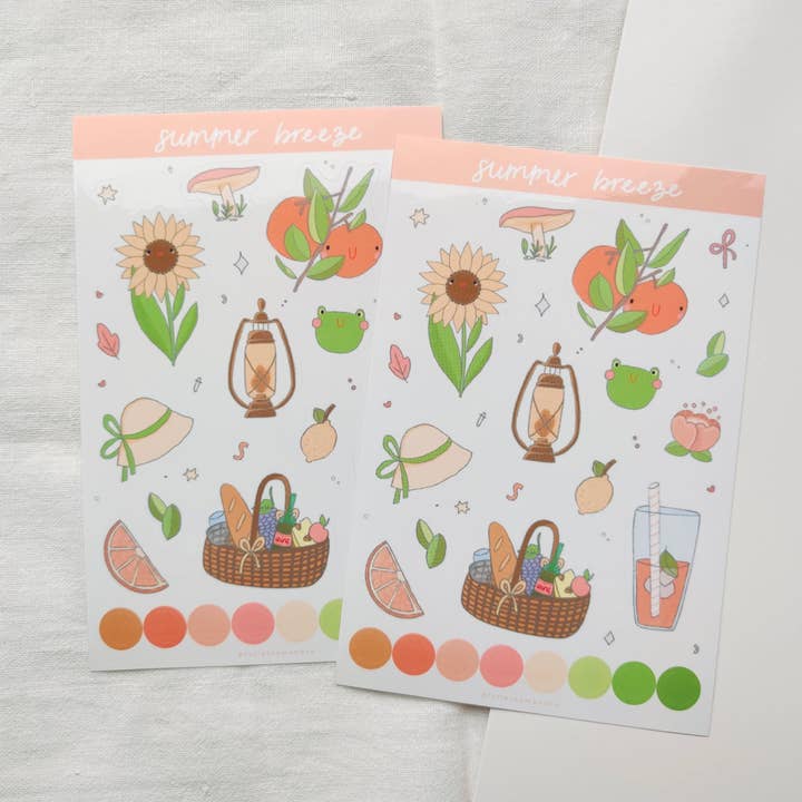 Summer Breeze Sticker Sheet Cottagecore Stickers for wholesale by Full Bloom and Co.