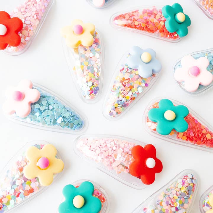 Eggy Cakes - Wholesale Hair Clip - Kids - Flower Confetti Shaker Hair Clips