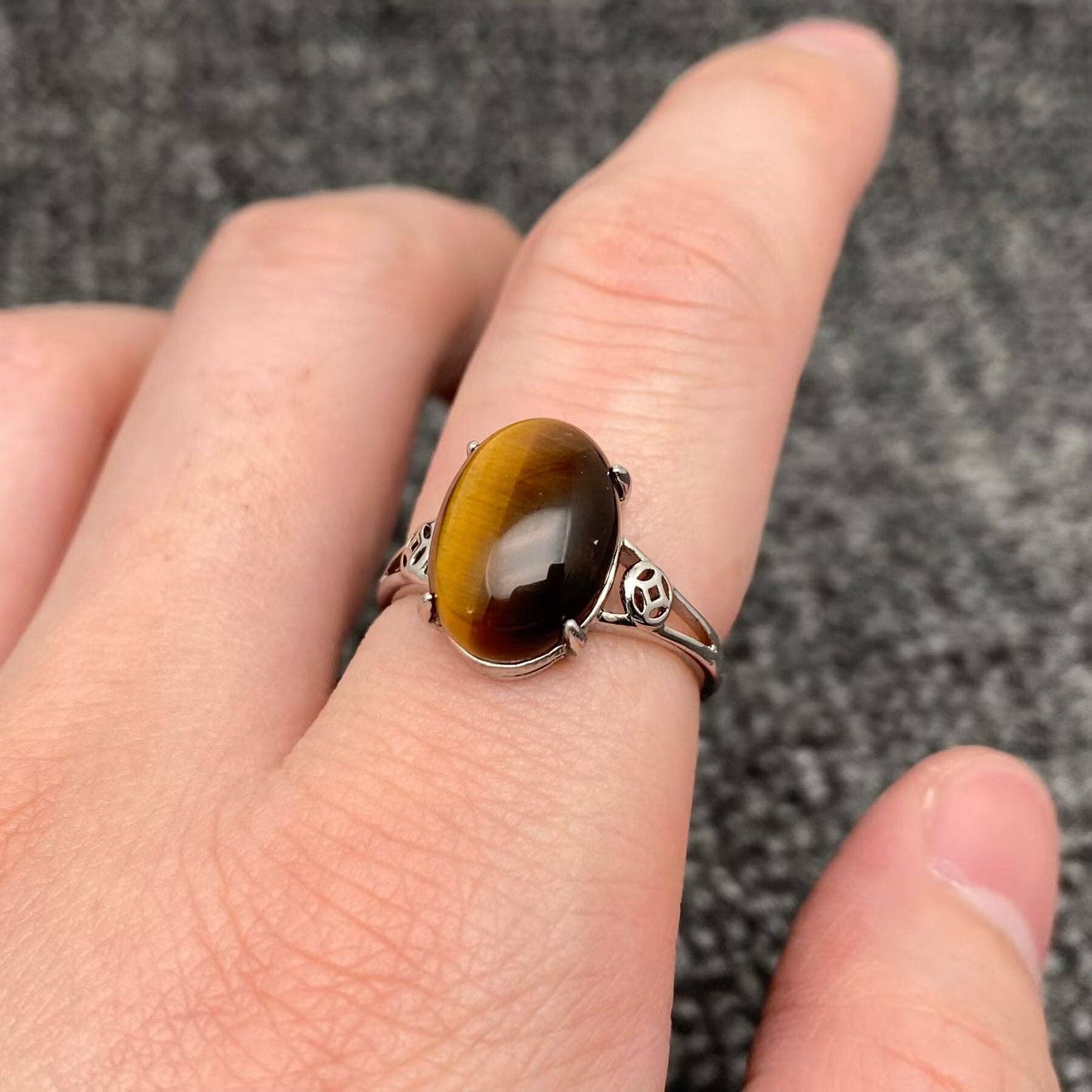 Mio Queena - Vente Solitaire - Bagues naturelles en fluorite, œil-de-tigre et quartz rose - CS3