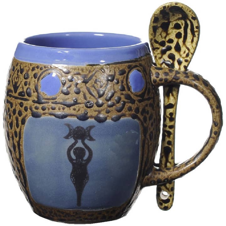 Goddess 4 Mug with Spoon (made to order) for wholesale by Always Azul Pottery
