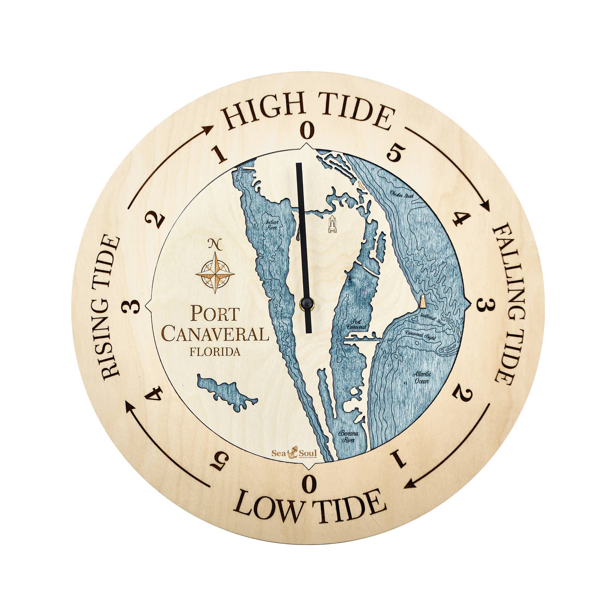 Sea & Soul Nautical Chart Art - Wholesale Wall Clock - Florida East Coast Nautical Chart Tide Clock-Many Locations139