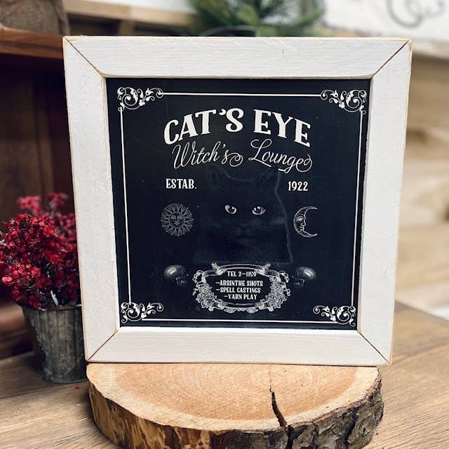 SIX491A Wandschild, Katzenauge, Hexe, Halloween, Spooky, Zauberspruch für den Großhandel von JanMichaels Art & Home