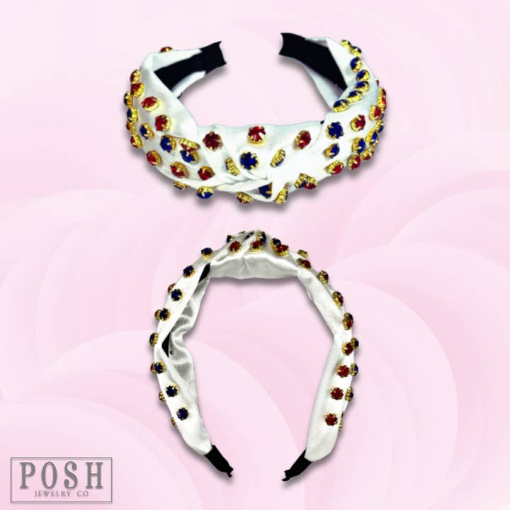 Banda de cabelo patriótica com strass por atacado de Pink Panache Brands