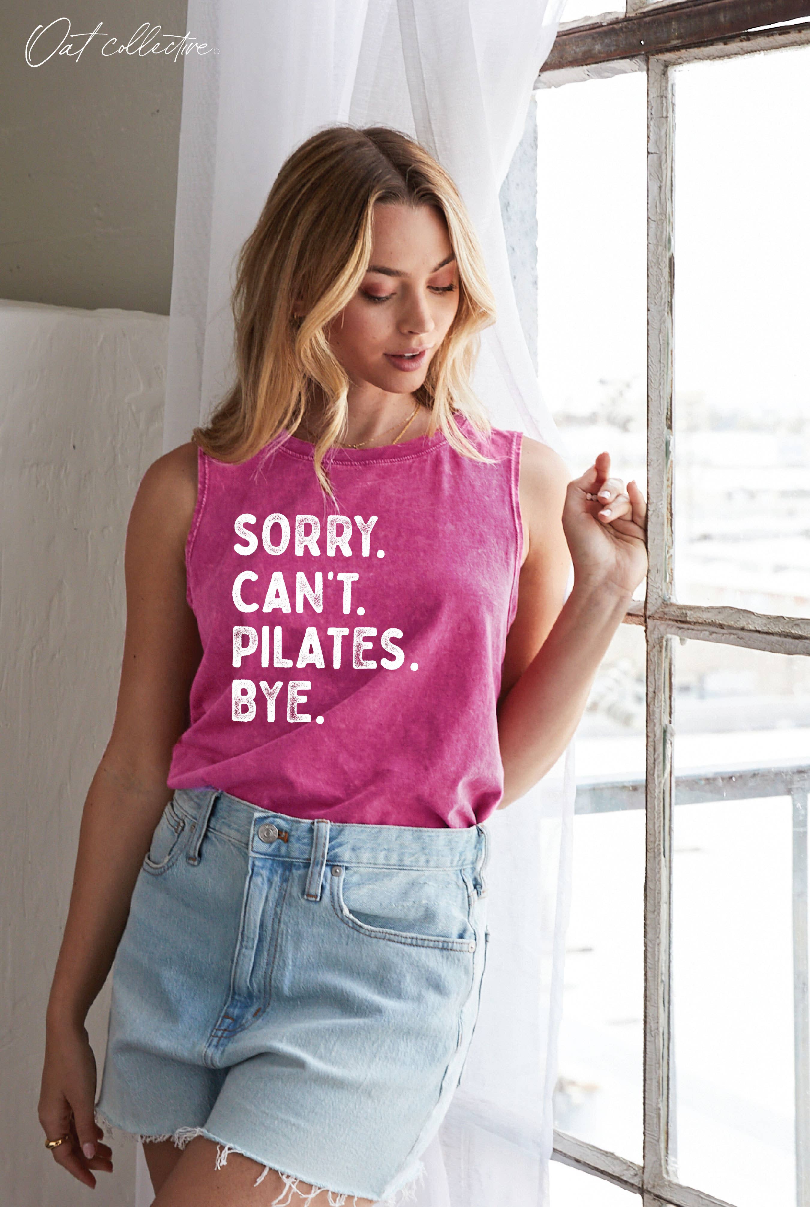 OAT COLLECTIVE - Wholesale Tank Top - Women's - SORRY CAN'T PILATES BYE Mineral Graphic Tank Top11