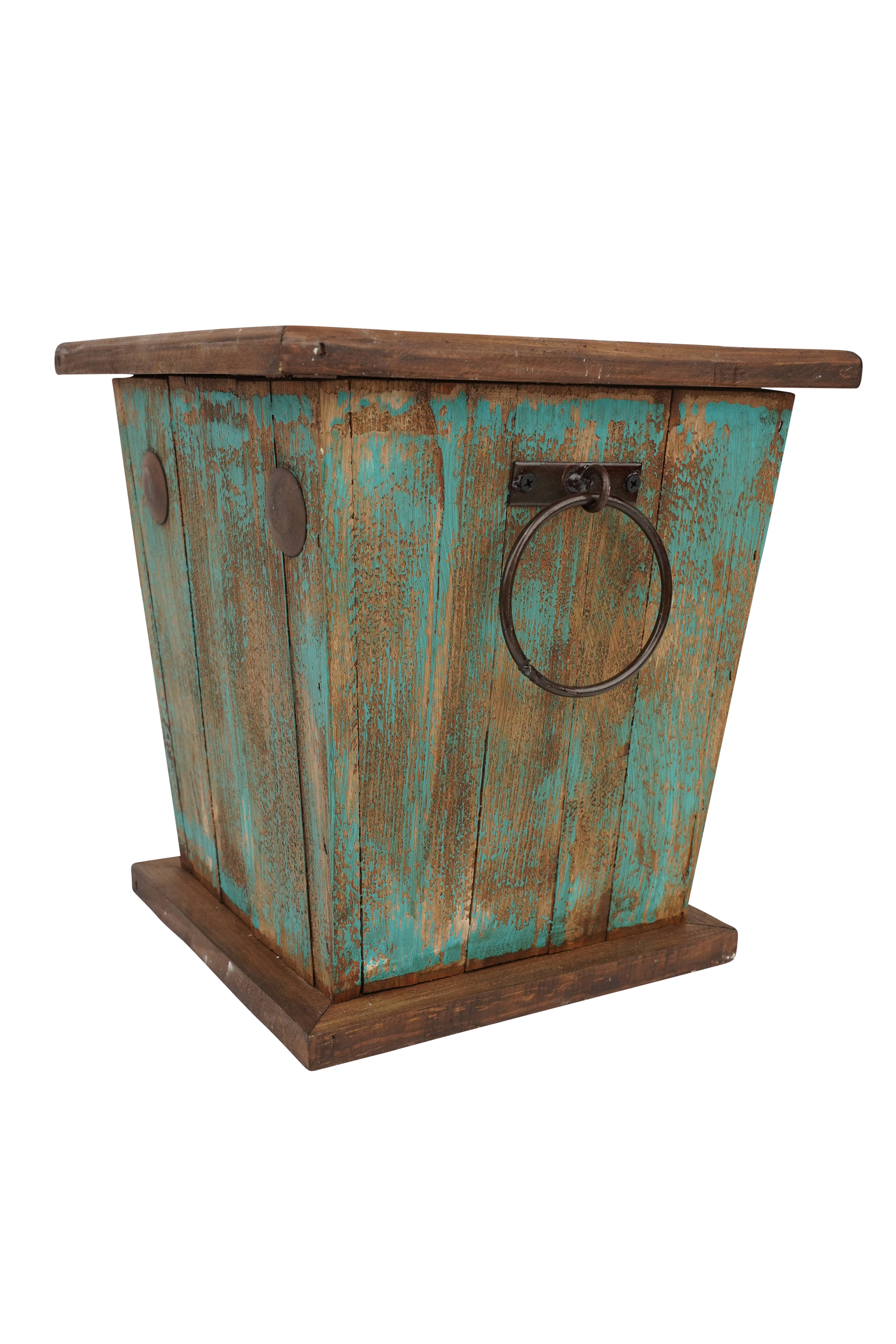 My Amigos Imports - Vente Jardinière - Jardinière rustique en bois Midland Farmhouse - Garden-Turquoise3