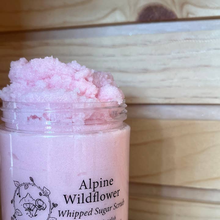 Alpine Wildflower Whipped Sugar Scrub for wholesale by Blackberry Moon Farm Body Care