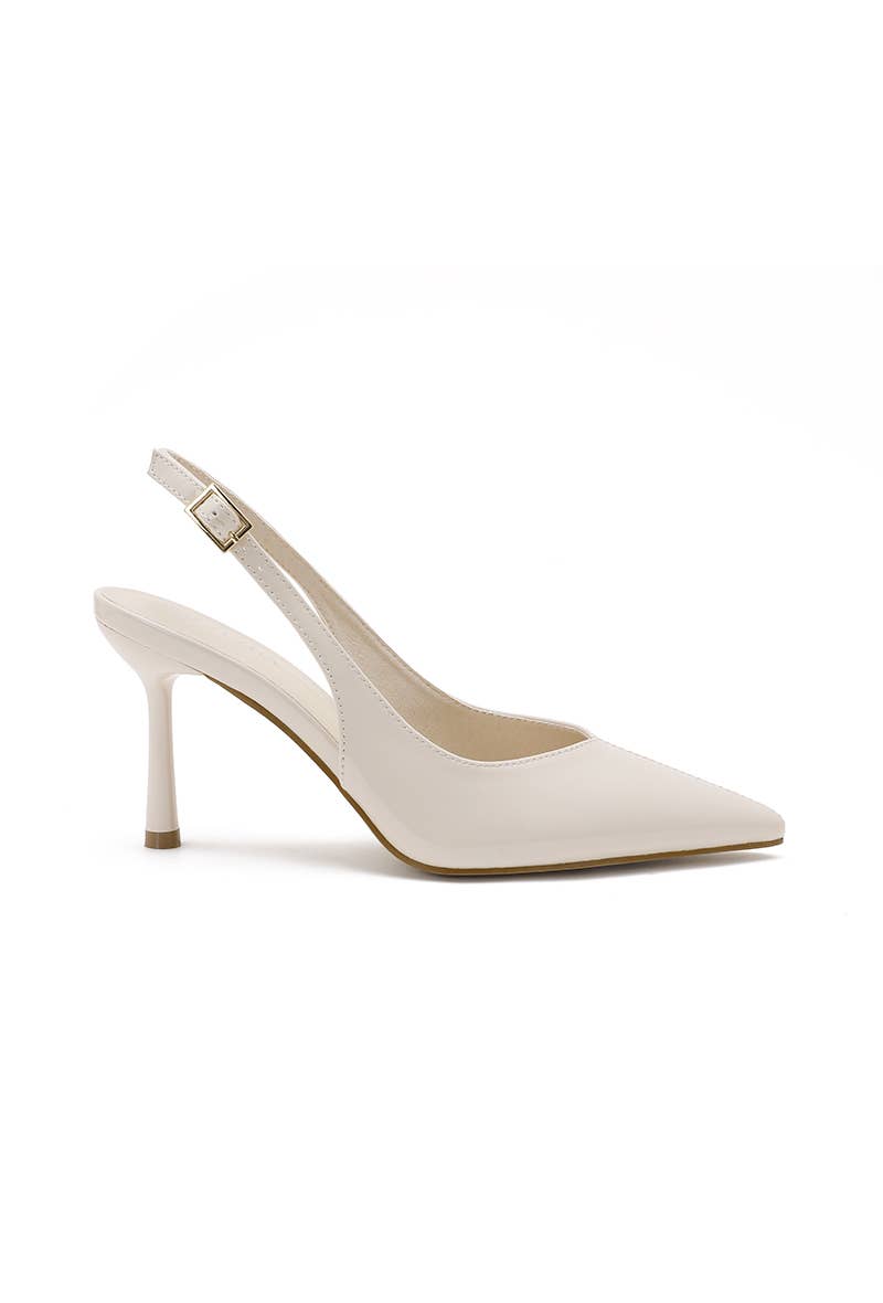 Joia Paris - Wholesale Low Heels - Women's - Patent pointed-toe slingback pump, thin heel H8-1011E7