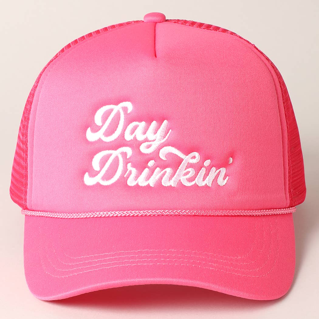 Fashion City - Wholesale Trucker Hat - Women's - Day Drinkin Texts Embroidery Mesh Back Trucker Hat1